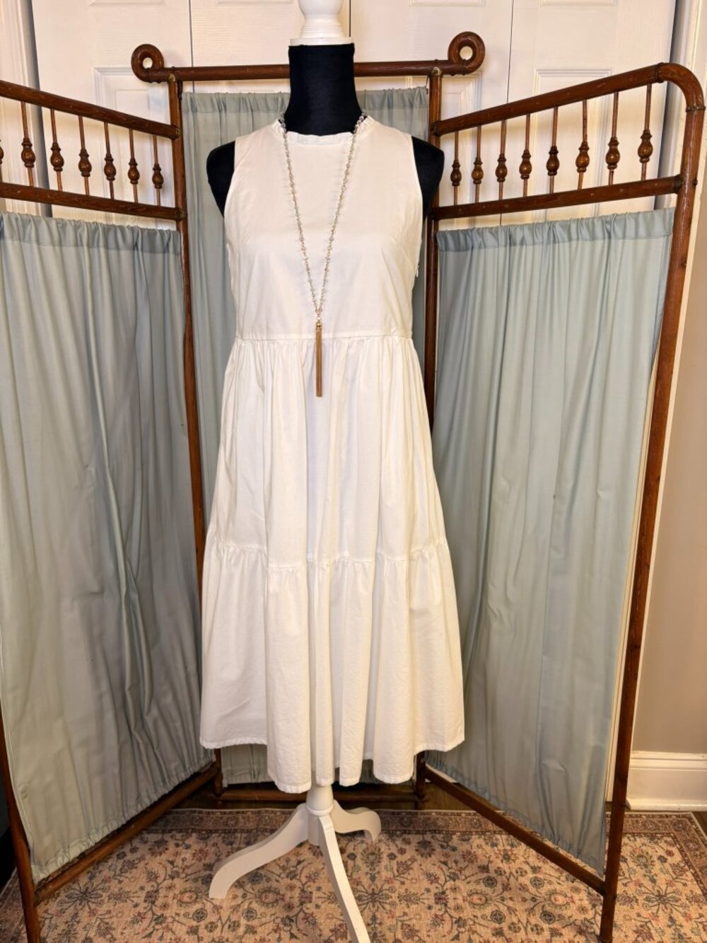 J. Crew White Cotton Midi Dress | Size 2 | Sleeveless | Graduation | Bridal